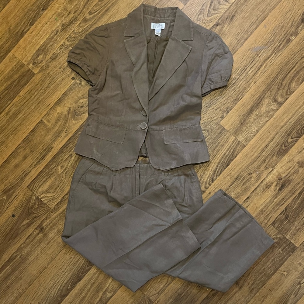 LOFT Brown Short-Sleeve Pantsuit